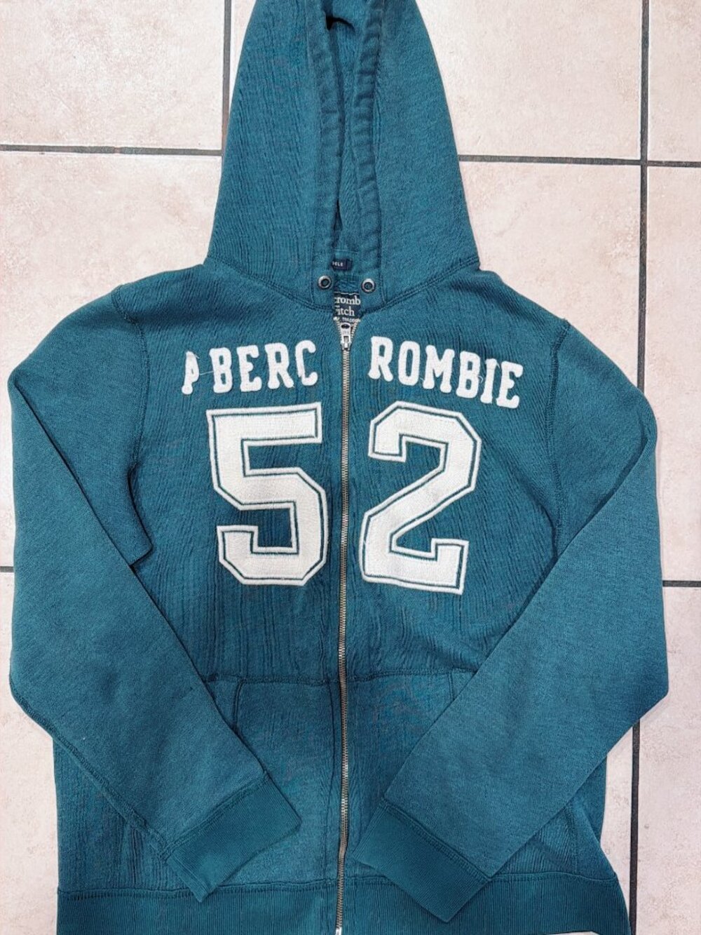 Abercrombie & Fitch Men's XXL Teal Green Full-Zip Hoodie Sweatshirt Graphic 52